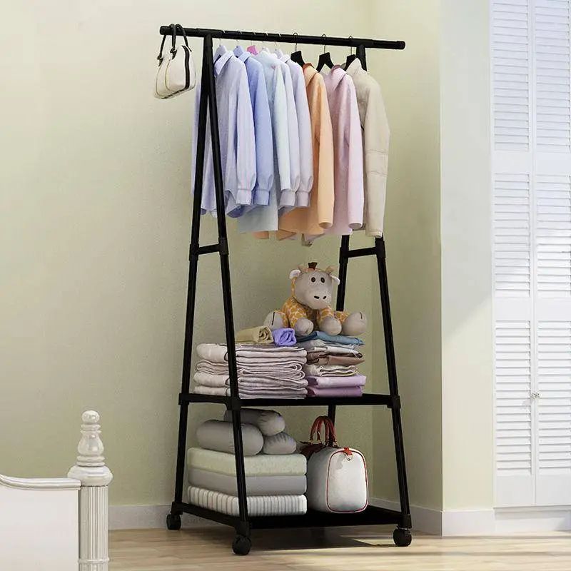 Clothes Rack With 2 Shoe Storage Shelves