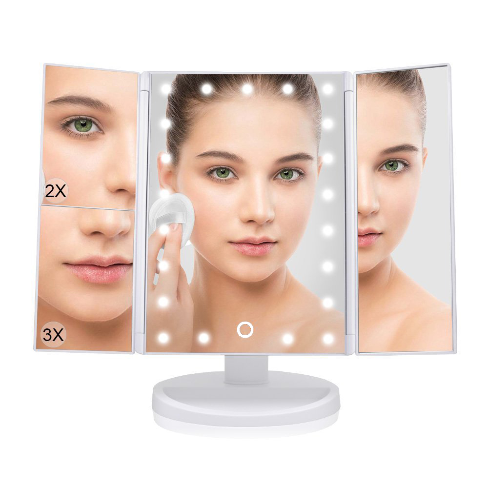 Trifold Dimmable LED Magnifying Makeup Mirror