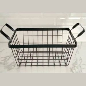 Black Wire Mesh Storage Basket 24.5×34.5cm