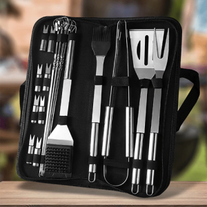 14-Piece Premium Stainless Steel Braai & Grill Tool Set with Case