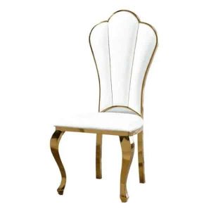 Elegant White and Gold Dining Chair